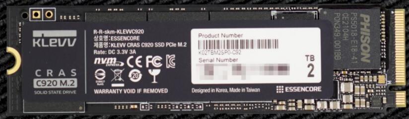 KLEVV CRAS C920 Gen4x4 2TB M.2 SSD评测开箱