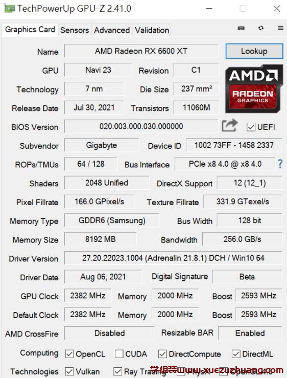 GIGABYTE Radeon RX 6600 XT GAMING OC 8G显卡评测开箱