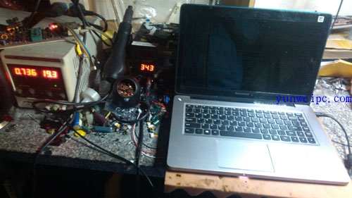 联想U410通电无显示，电流走到0.7左右，修主板