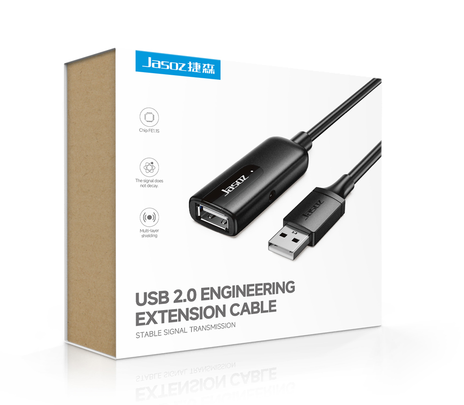 捷森D109 20米 2.0 USB 延长线AM-AF带信号放大芯片,编号：SP00260