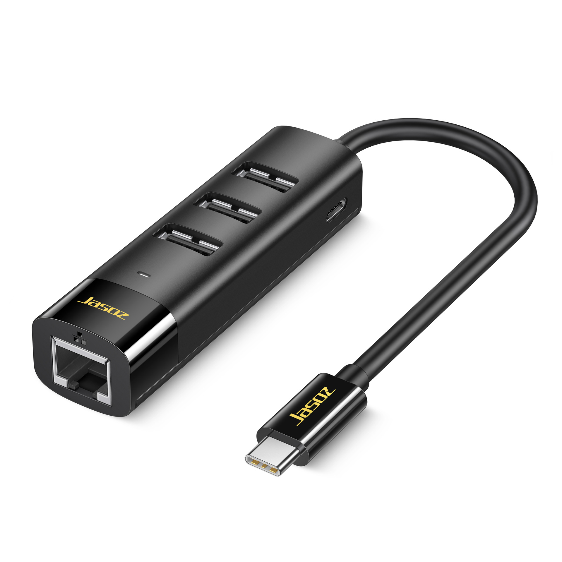 捷森HUB 0.2米F108 Type-c/百兆网卡+3口2.0HUB 黑色 | 编号：SP01707