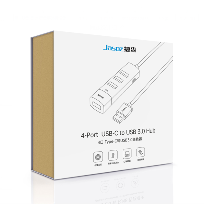 捷森HUB F116 USB3.0 长方形 4口 黑色 | 编号：SP01211